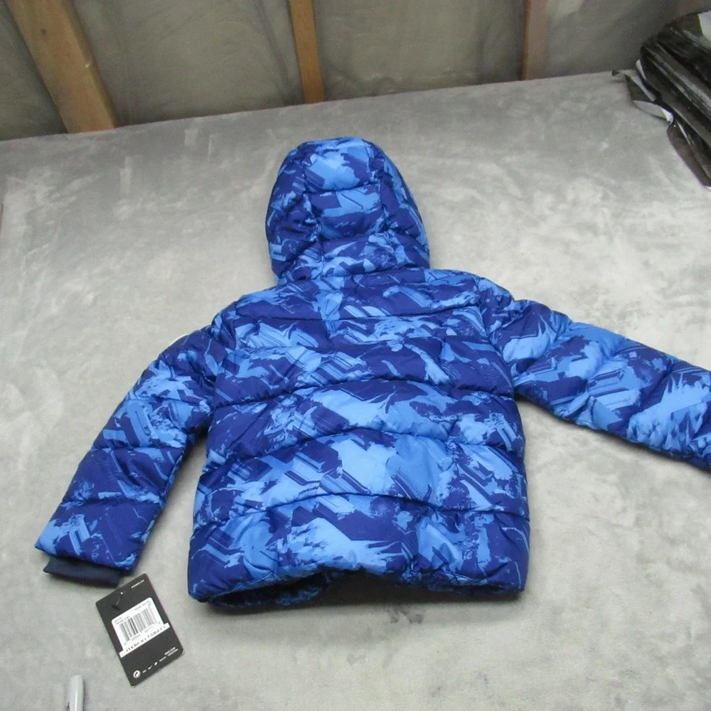 Nike Jacket Boys 4T 3-4 Blue Hooded Puffer Full Zip Graphic Winter Outerwear NEW
